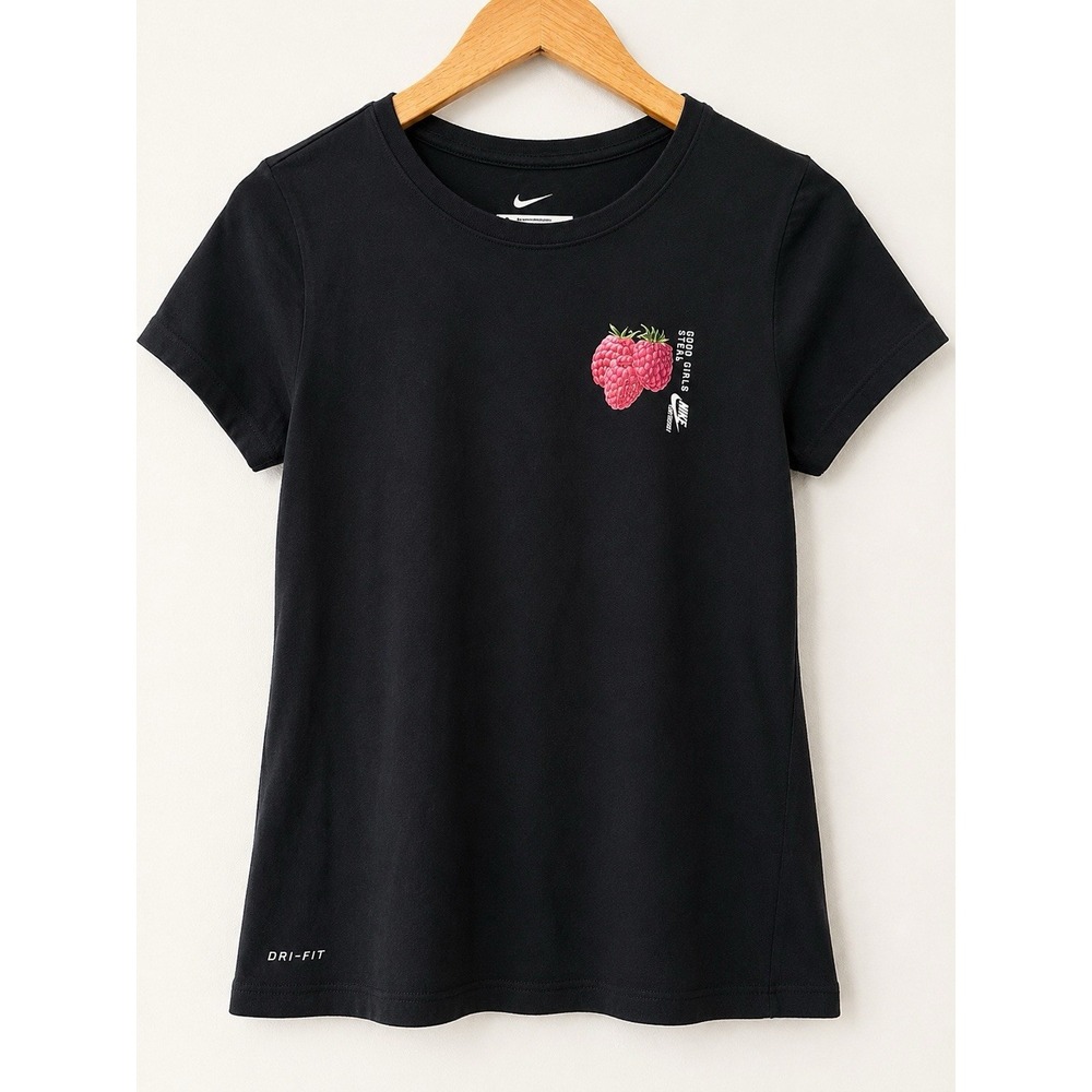 Nike Dri-FIT Raspberry Club Graphic T-Shirt Women's Small Black Athletic Tee